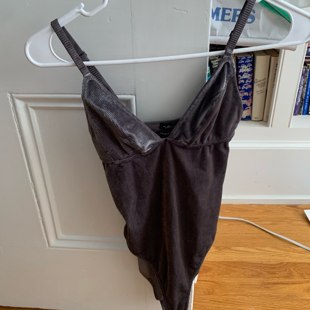 Dark Purple V- Cut tight Bodysuit